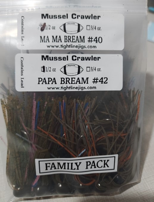 Football Jigs (Mussel Crawler) Family Pack
